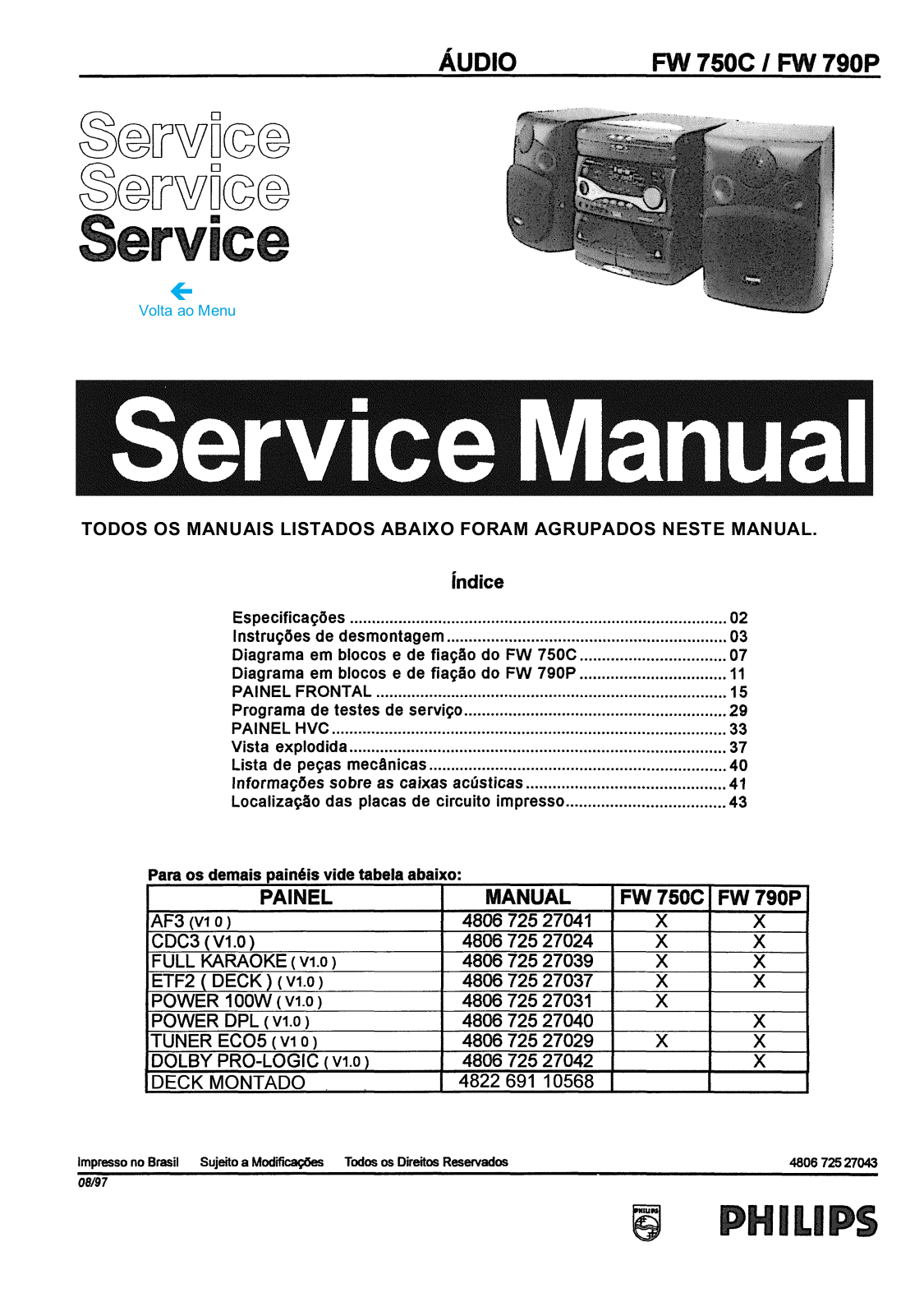 Philips FW-750-C, FW-790-P Service manual