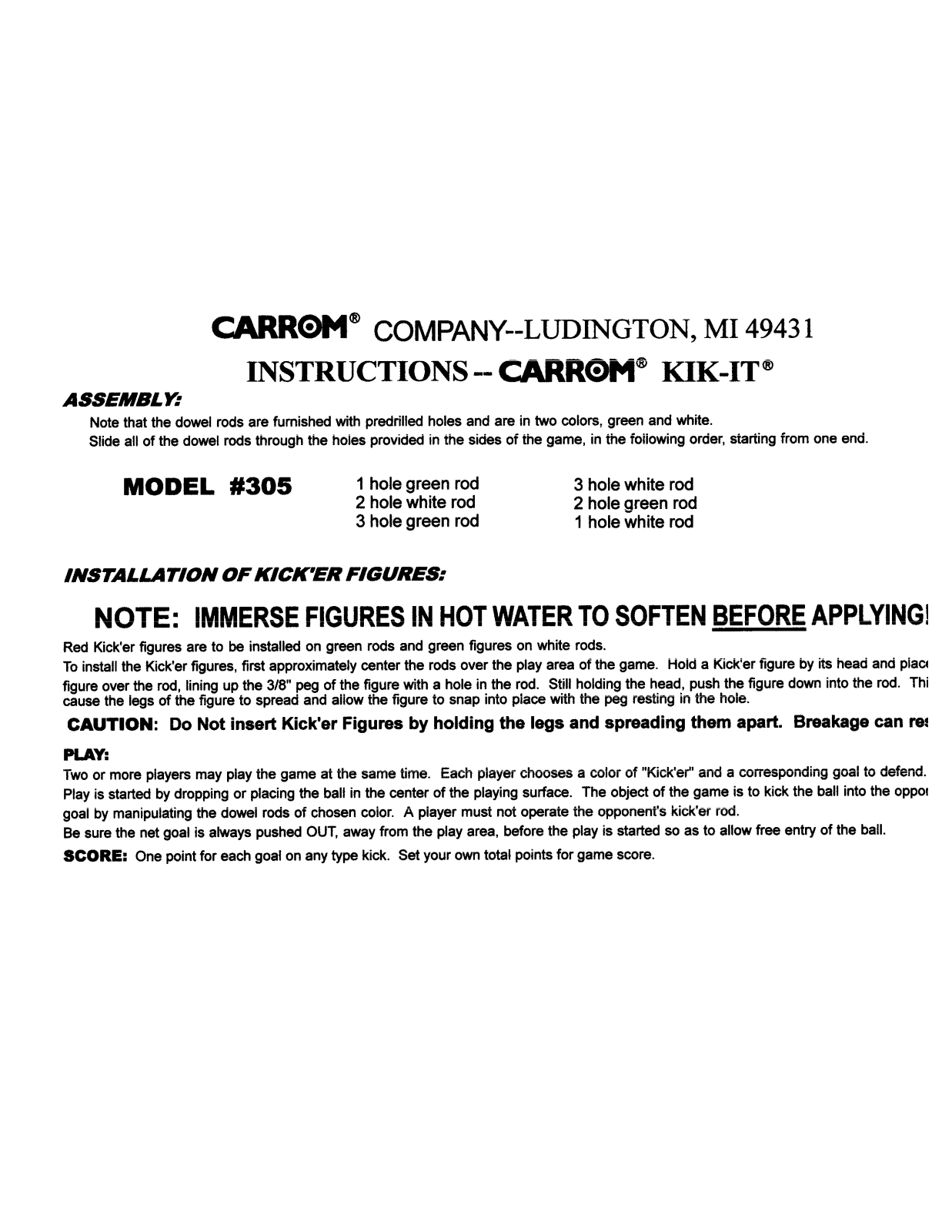 Carrom 305 User Manual