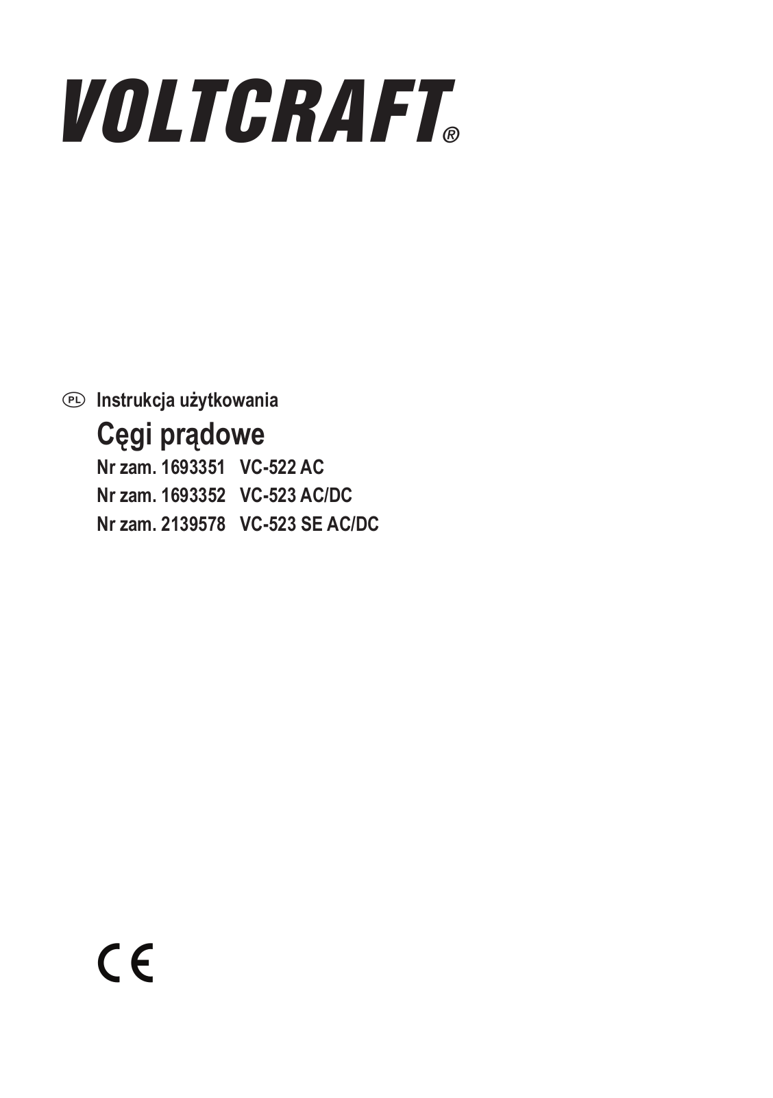 VOLTCRAFT VC-8466755, VC-522 AC, VC-523 AC/DC, VC-523 SE AC/DC User guide