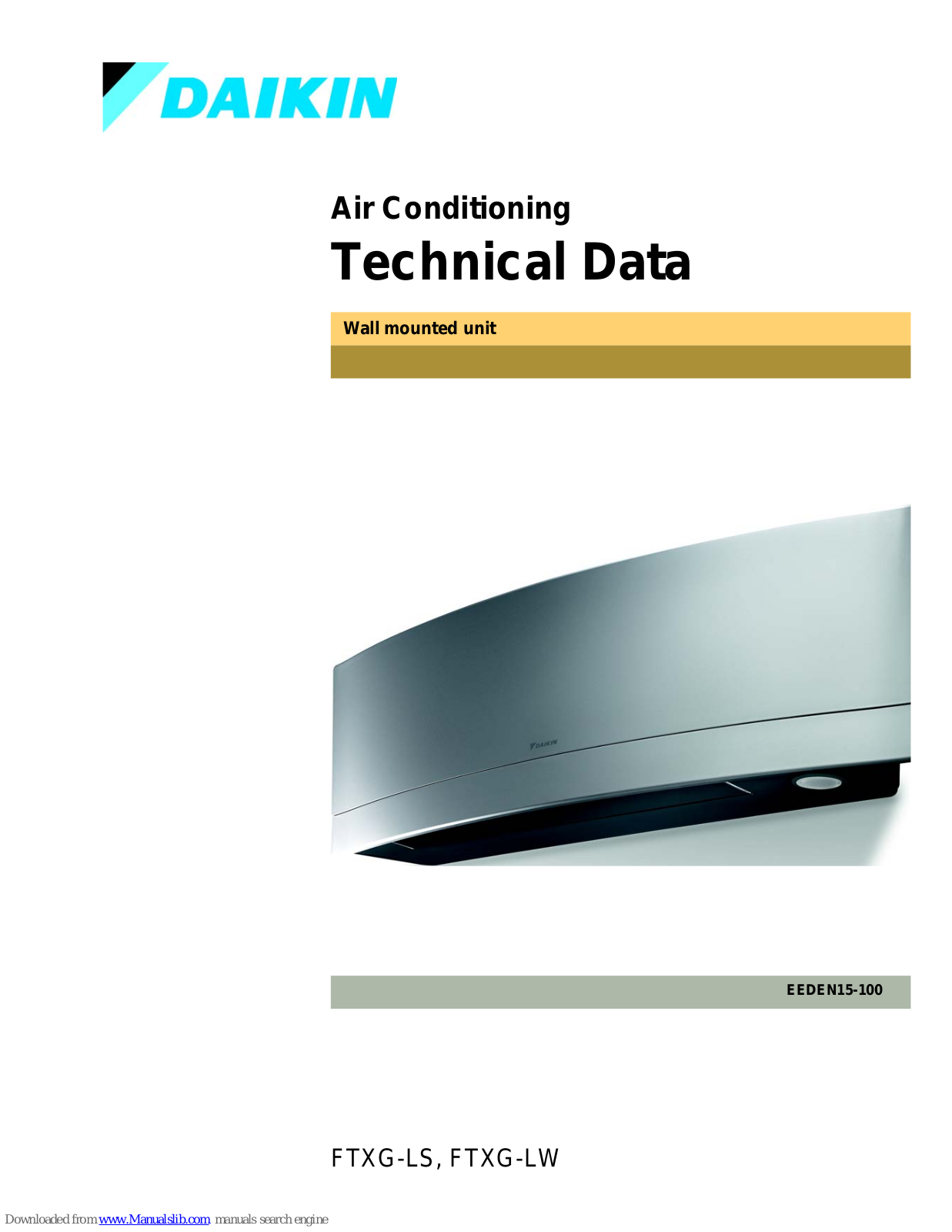 Daikin FTXG-LS, FTXG-LW Technical Data