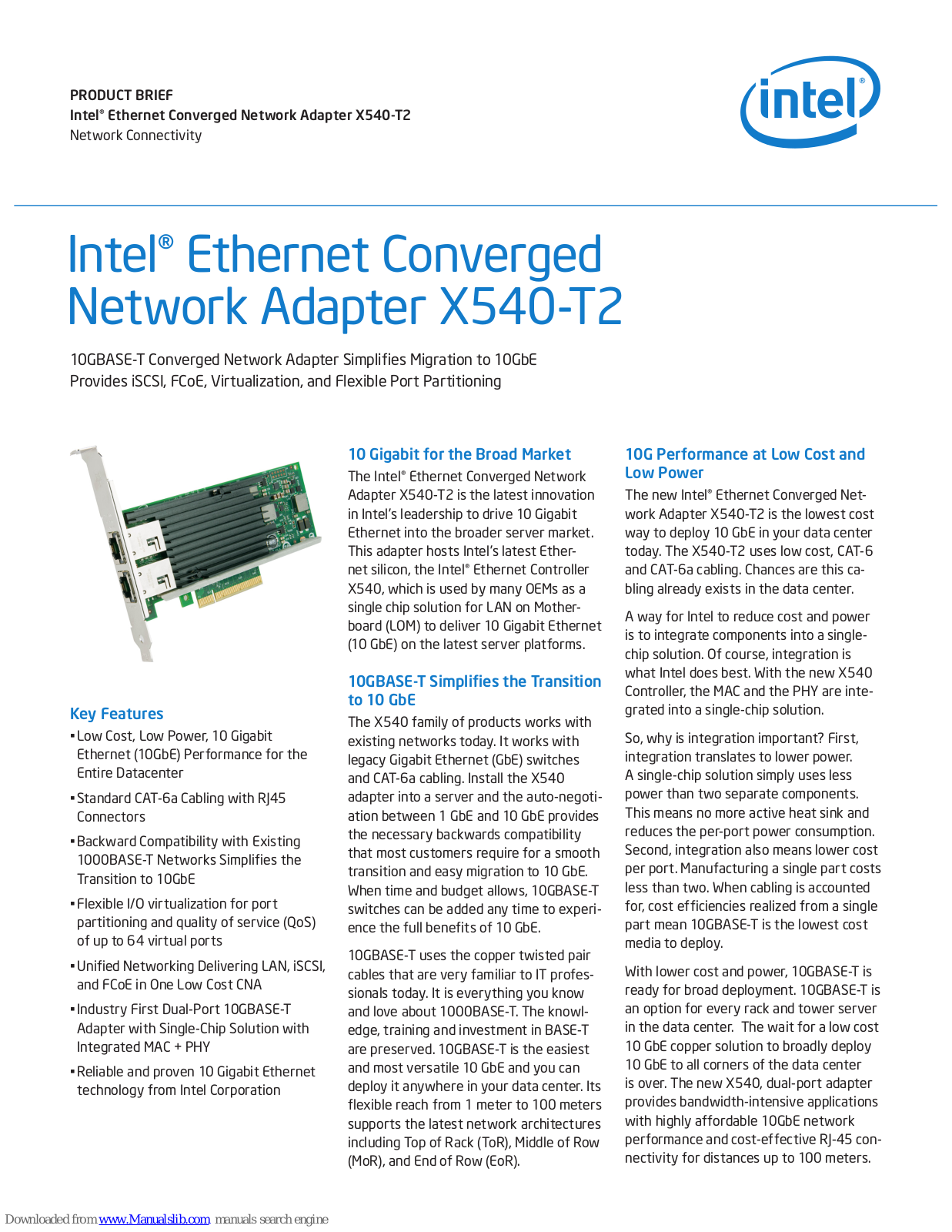 Intel X540-T2 Brochure & Specs