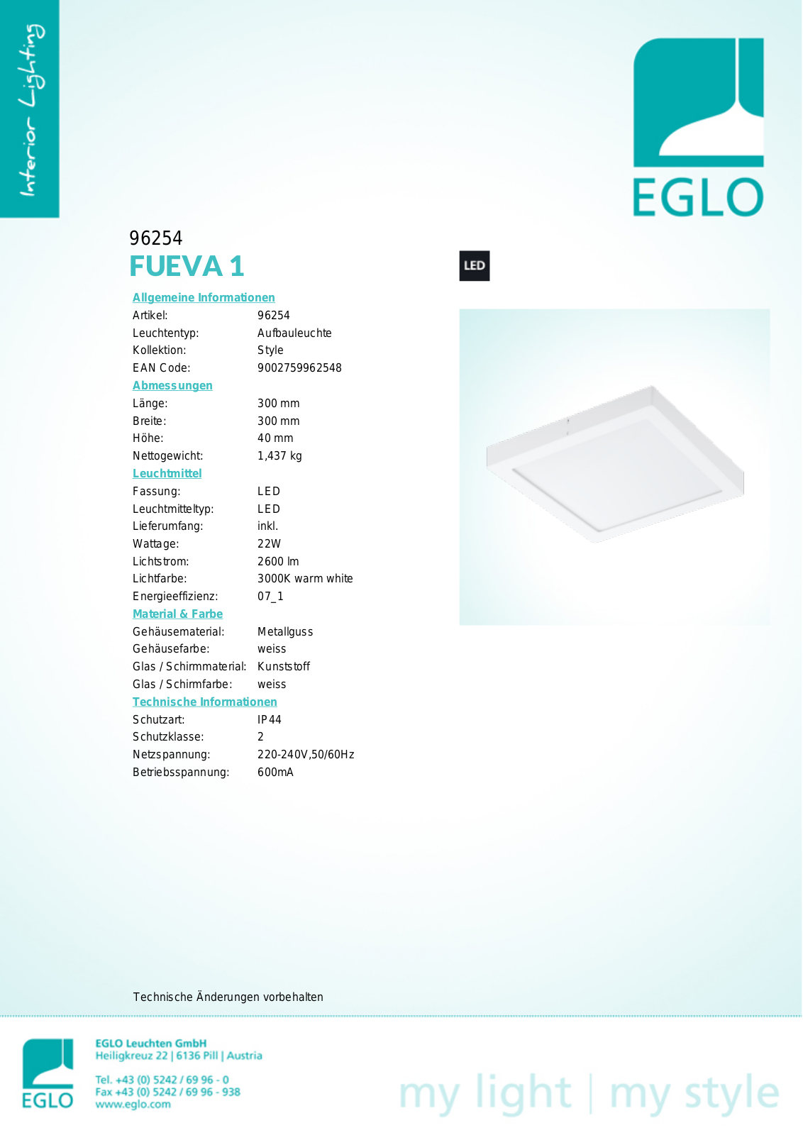 Eglo 96254 Service Manual