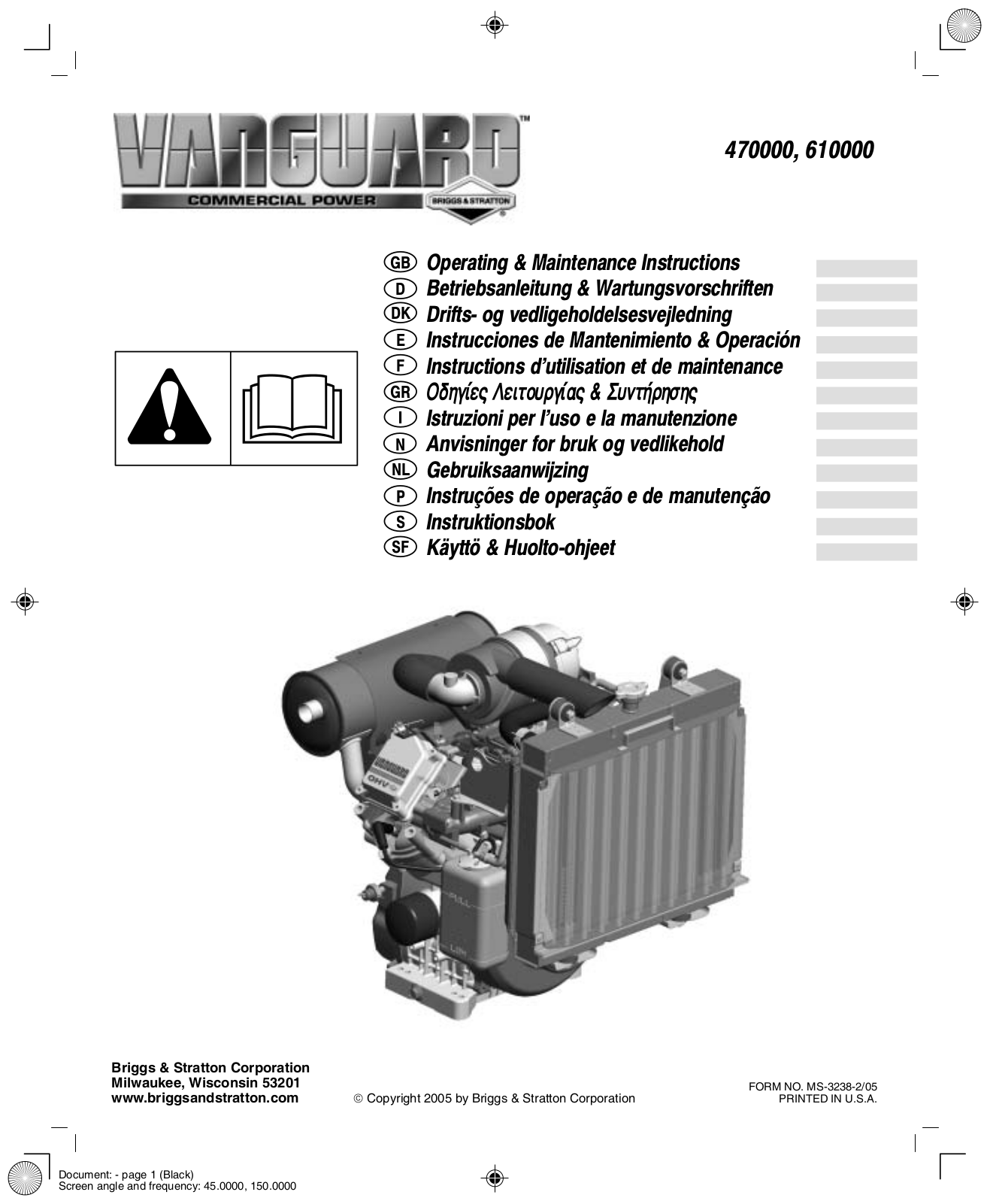 BRIGGS & STRATTON 473100, 474100 User Manual