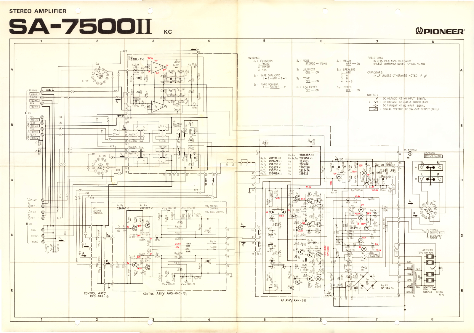 Pioneer SA-7500-II Schematic