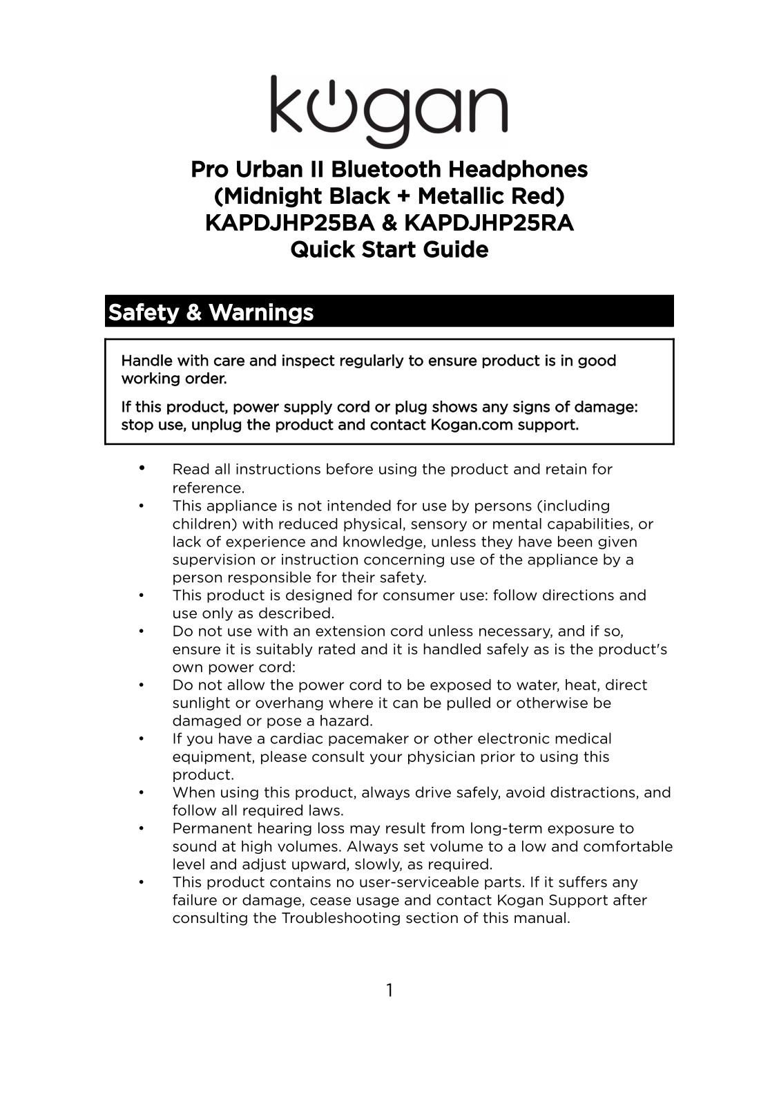 Kogan KAPDJHP25BA, KAPDJHP25RA User Manual