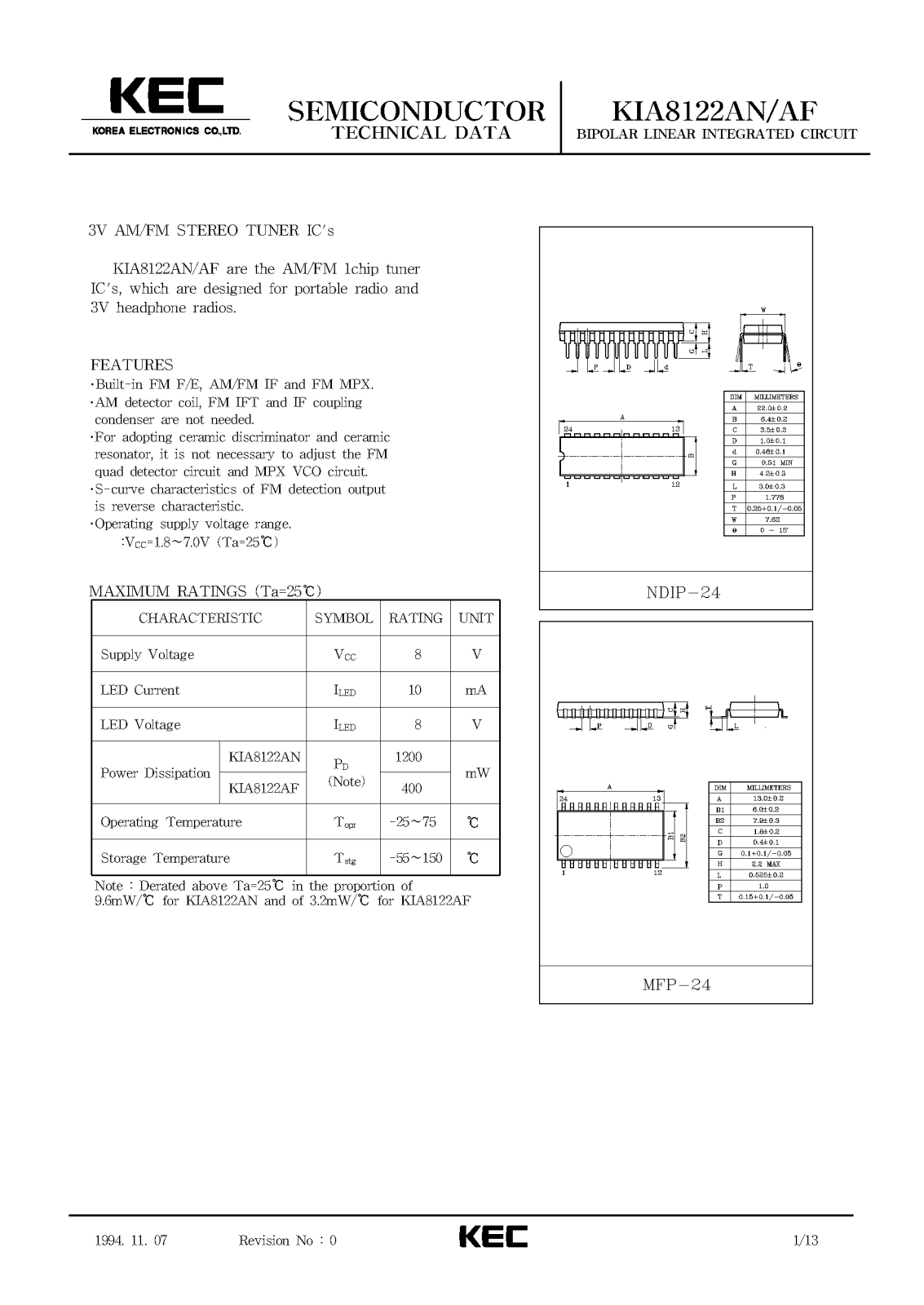 KEC KIA8122AN, KIA8122AF Datasheet