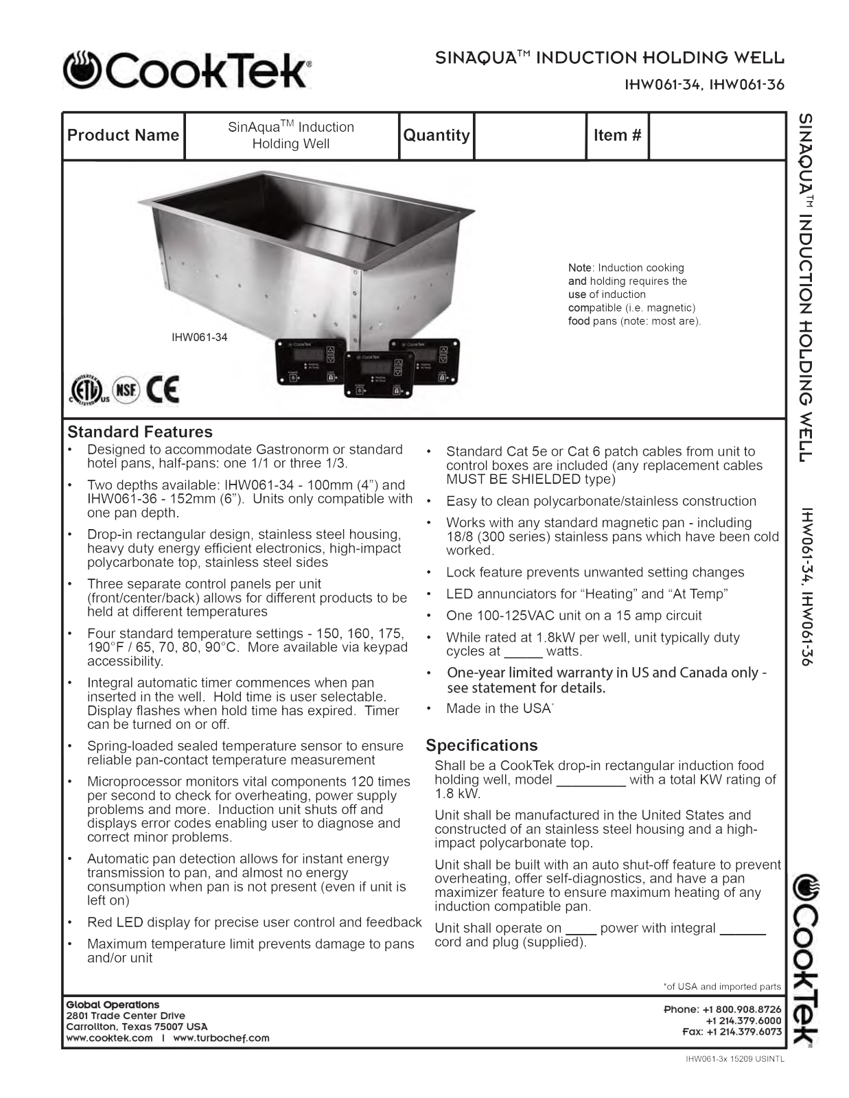 Cooktek IHW061-34 User Manual