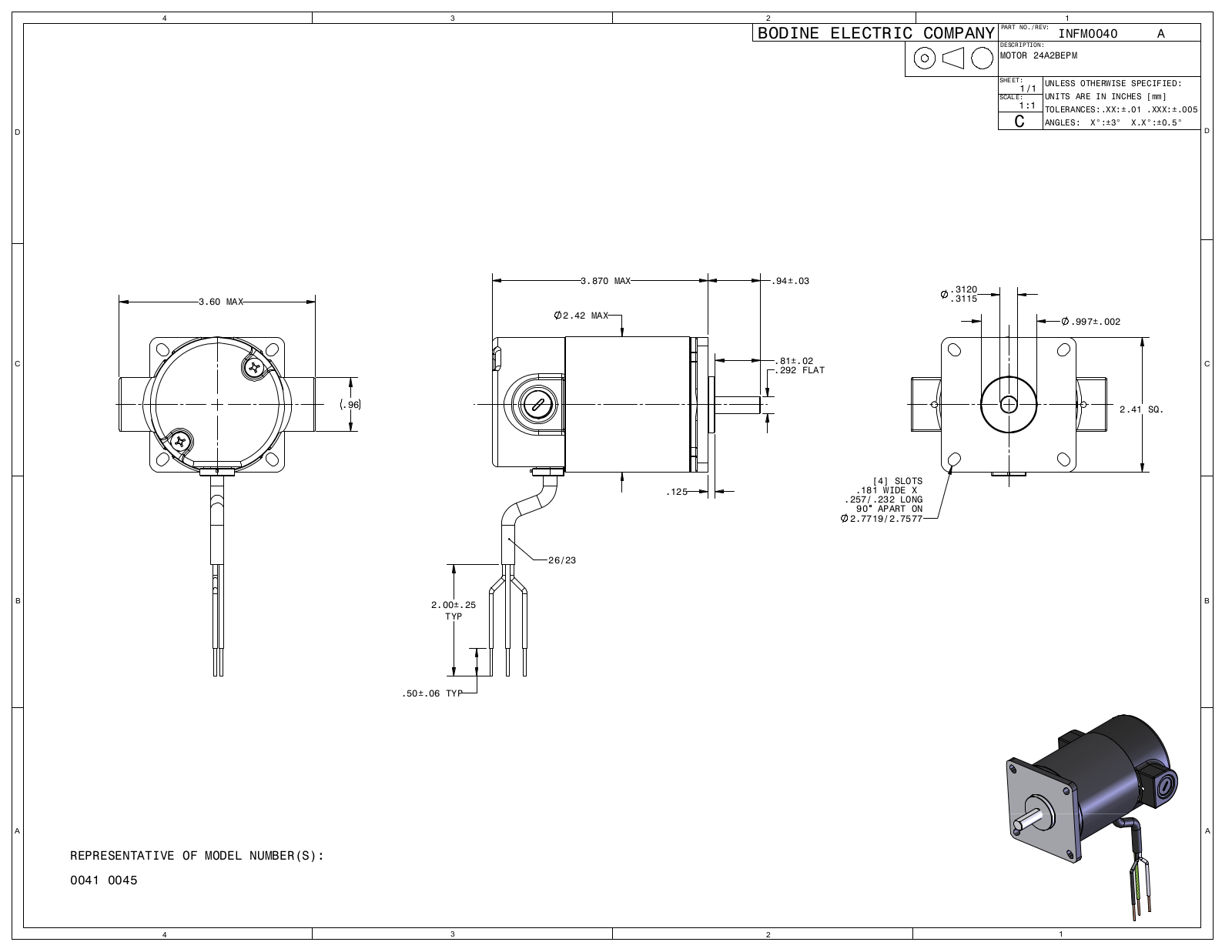 Bodine 0041, 0045 Reference Drawing