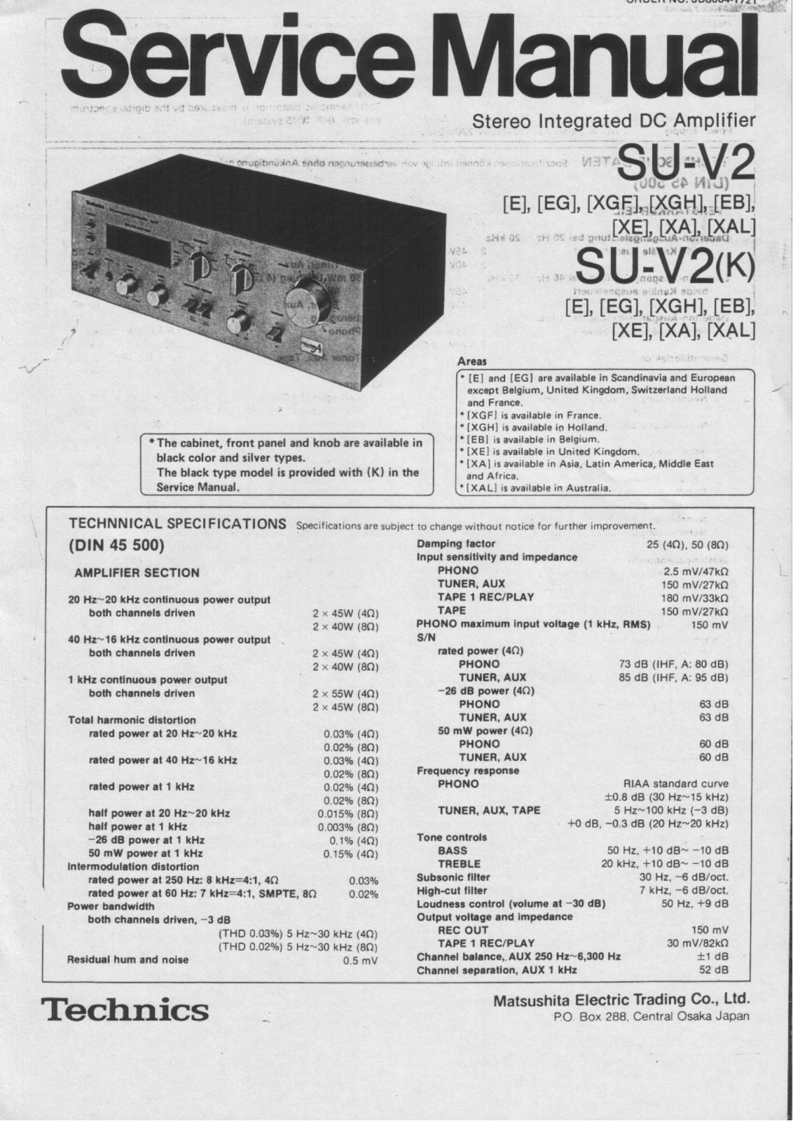 TECHNICS SU   V 2  K Service Manual