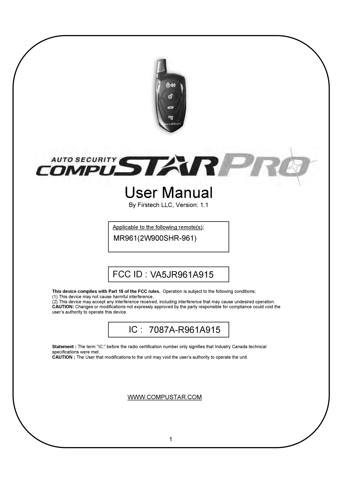 SEGI JR961A915 User Manual