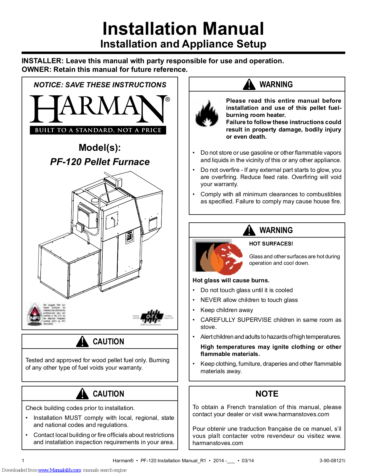 Harman Stoves PF-120 Installation Manual