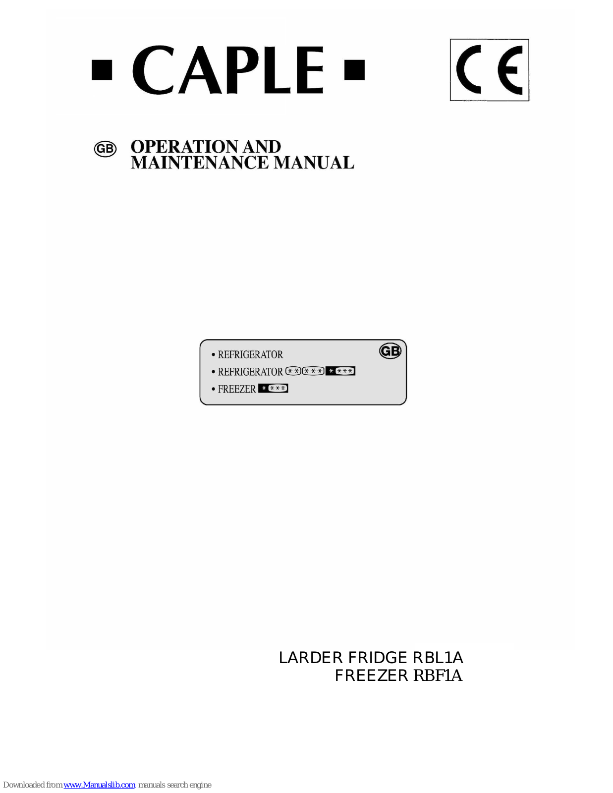 Caple RBF1A, RBL1A Operation And Maintenance Manual