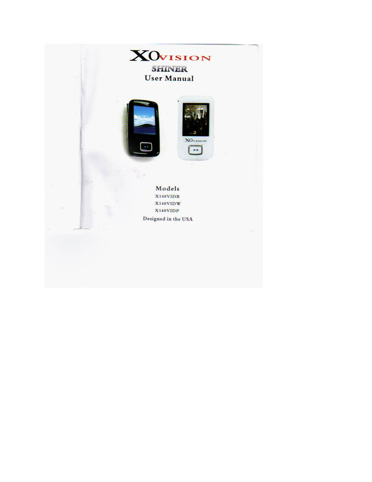 XO Vision X140VIDB, X140VIDW User Manual