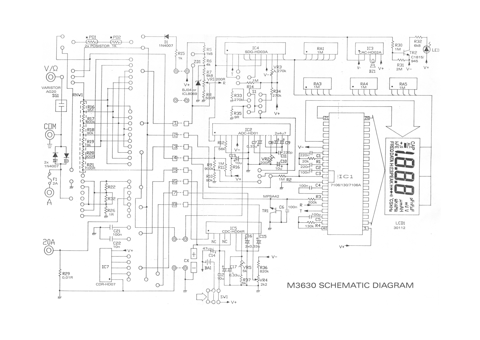 Metex M3630 Cirquit Diagram