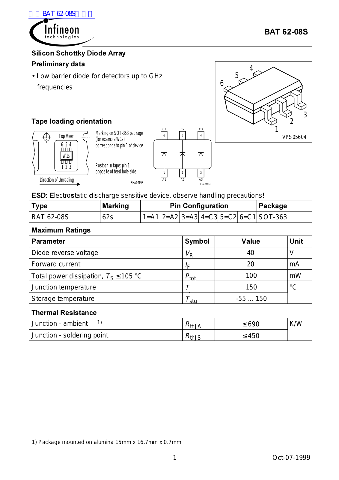 INFINEON BAT 62-08S User Manual