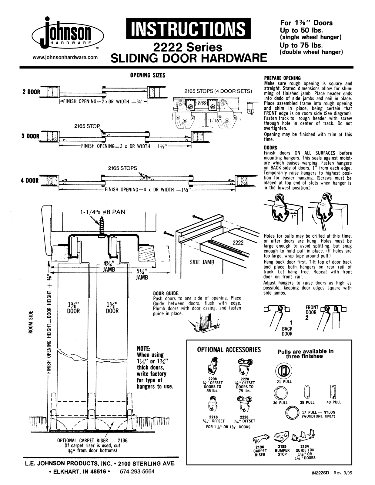 Johnson Hardware 2222, IN2222SO User Manual