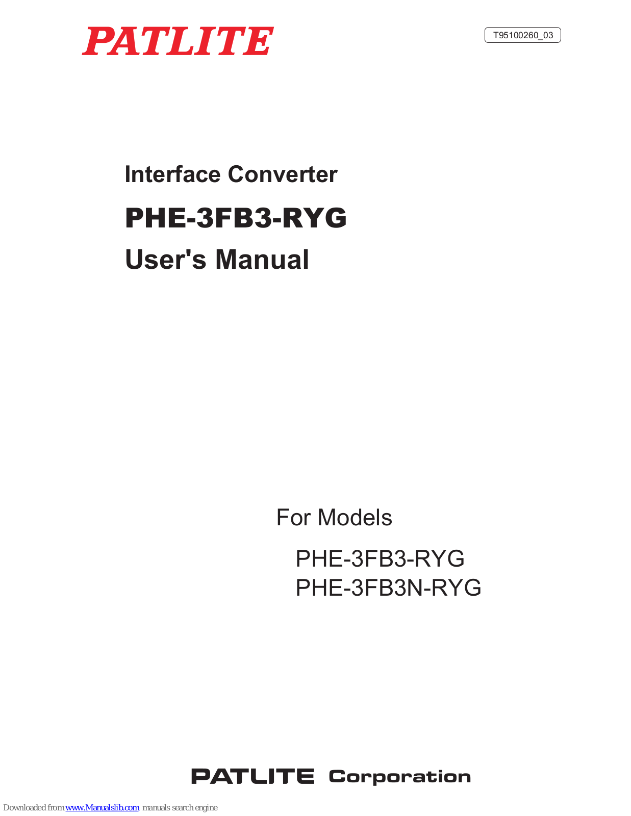 Patlite PHE-3FB3-RYG User Manual - ManualMachine.com