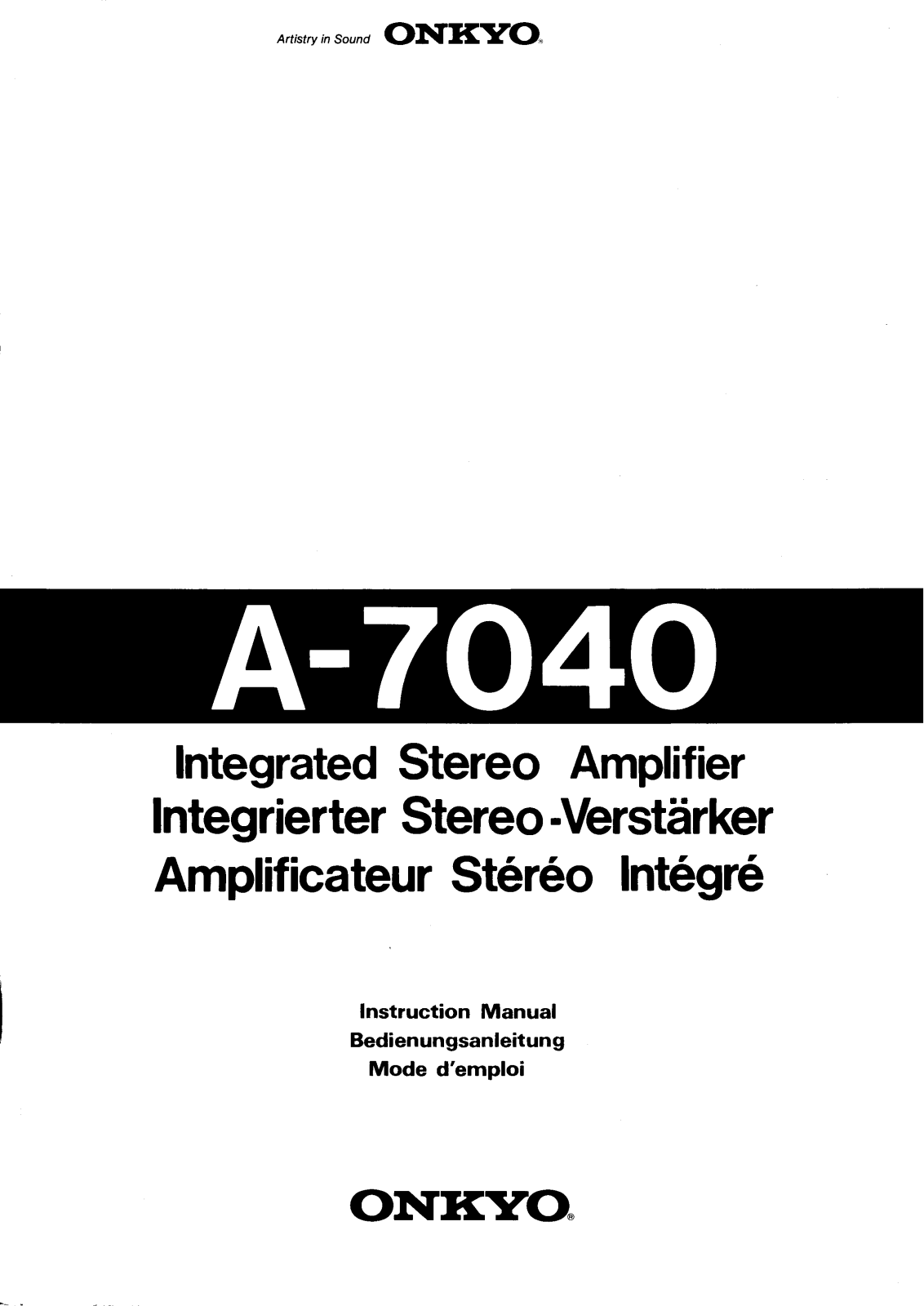 Onkyo A-7040 Owners Manual