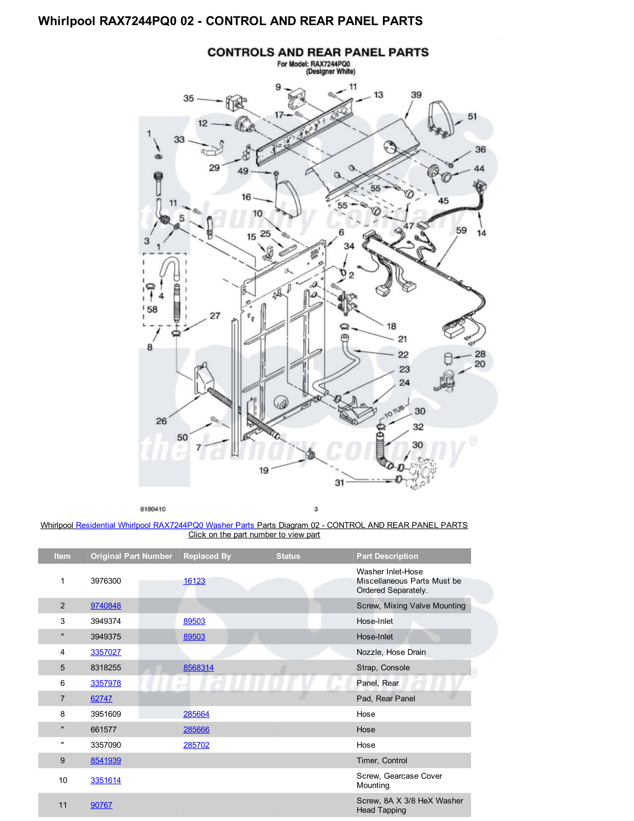 Whirlpool RAX7244PQ0 Parts Diagram