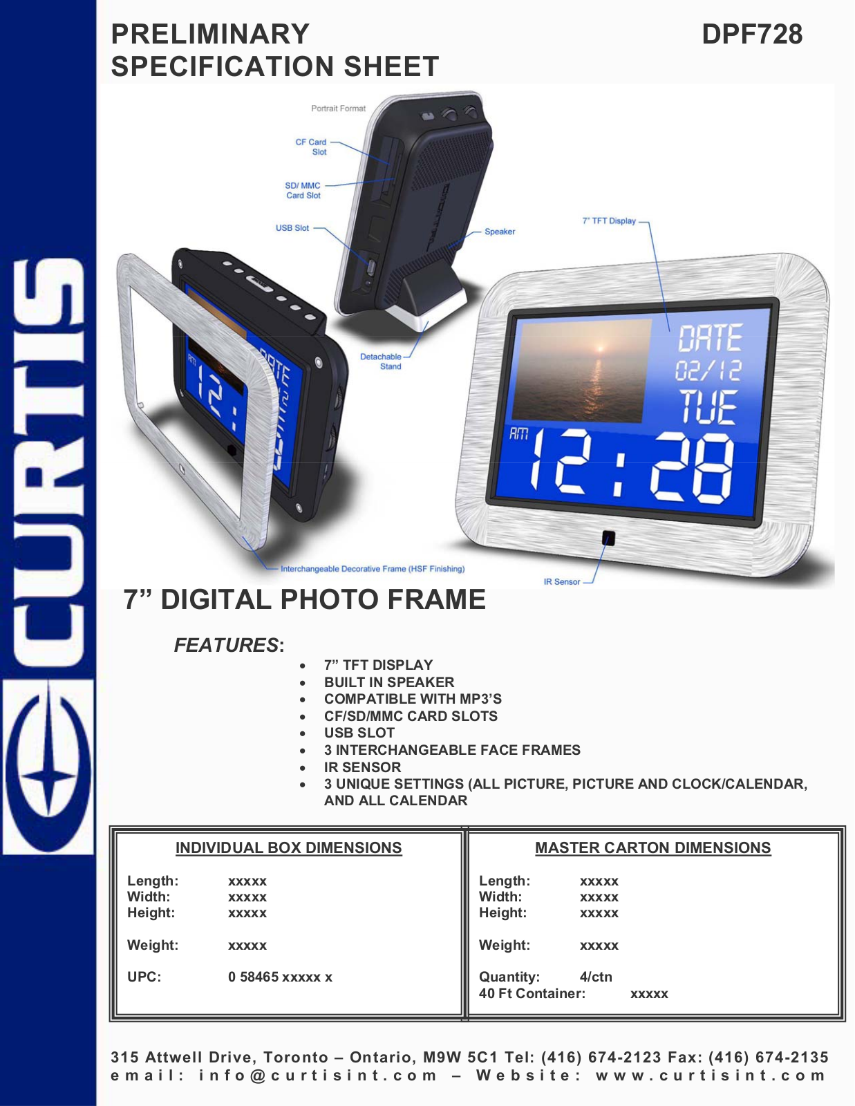 Curtis DPF728 User Manual