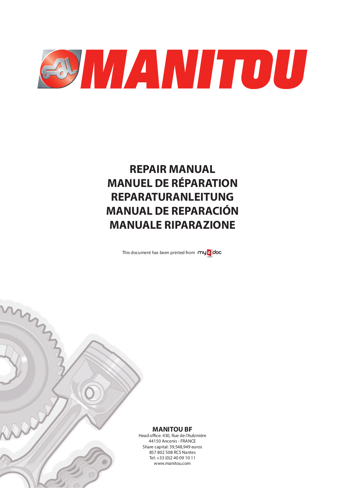 Manitou MLT-940-120-S3-E3 Repair Manual