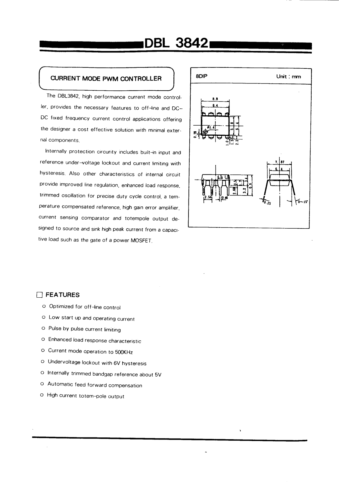 Daewoo Semiconductor DBL3842 Datasheet