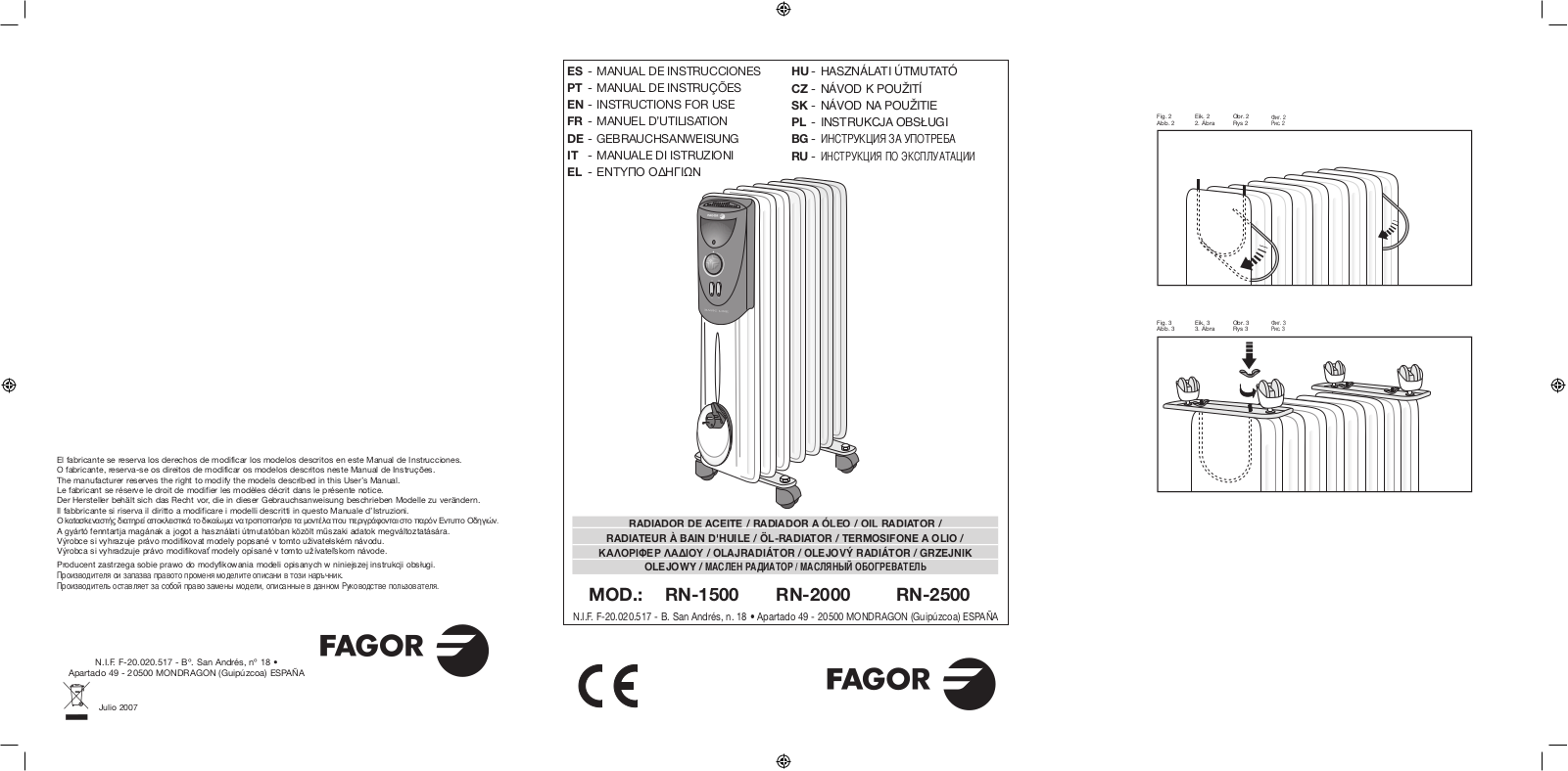 FAGOR RN1500, RN2500, RN2000 User Manual