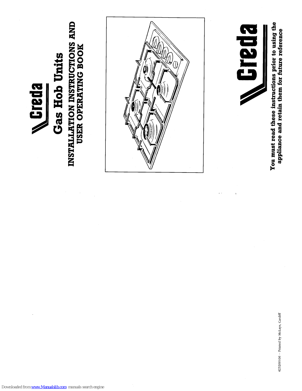 Creda HB42326, 42323, 42325, 42324, 42326 Installation Instructions And Users Operating Manual