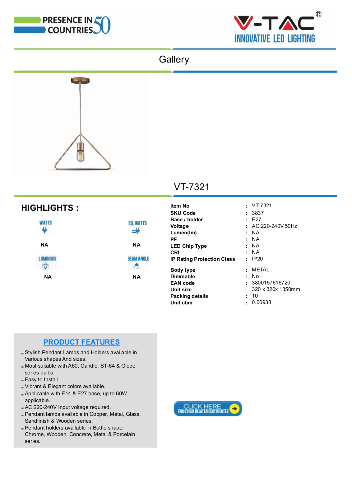 V-TAC VT-3837 Datasheet - ManualMachine.com
