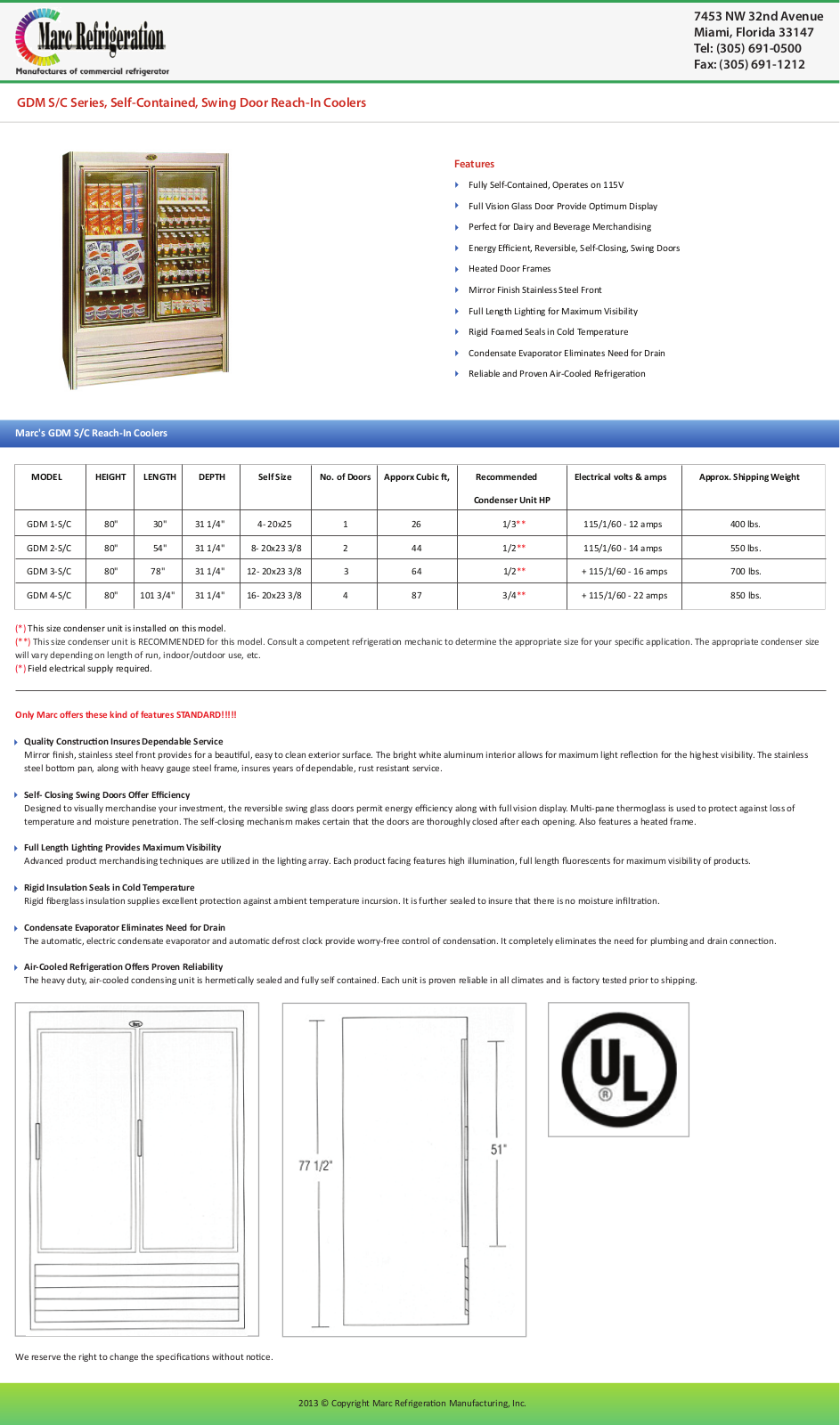 Marc Refrigeration GDM1 User Manual