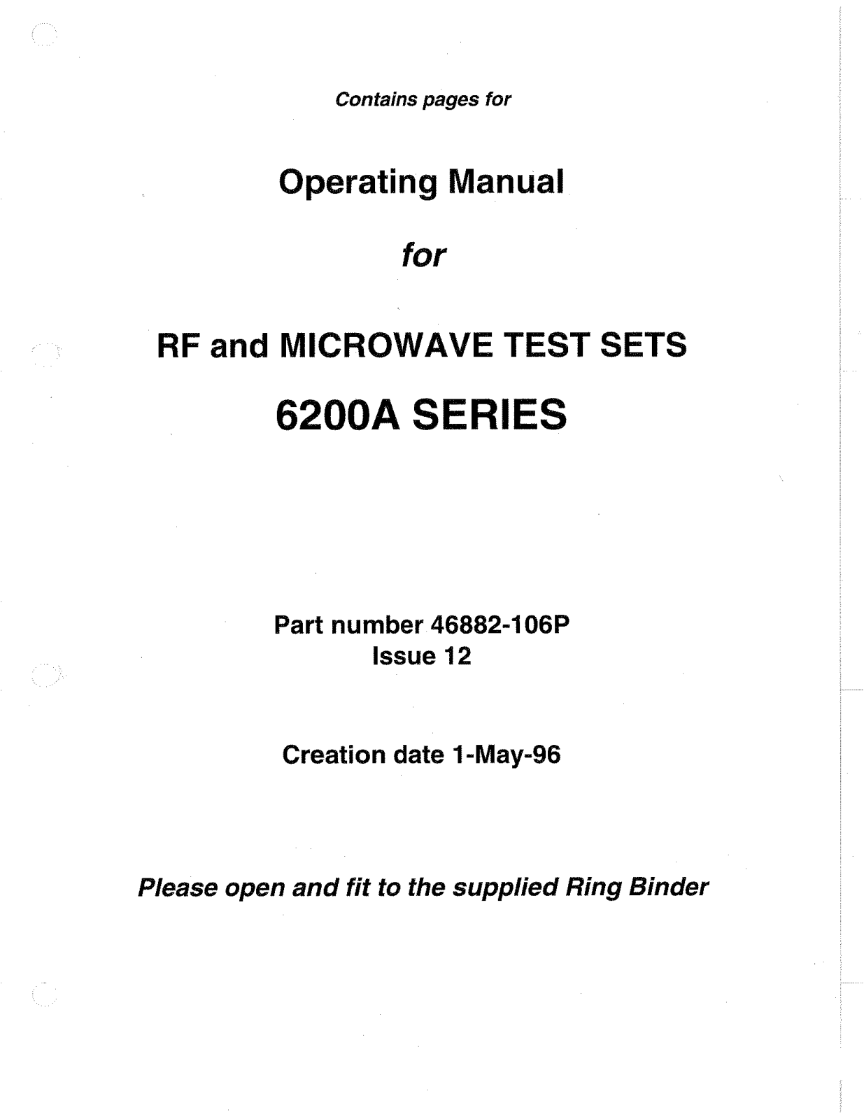 Marconi 6210, 6200A User Manual