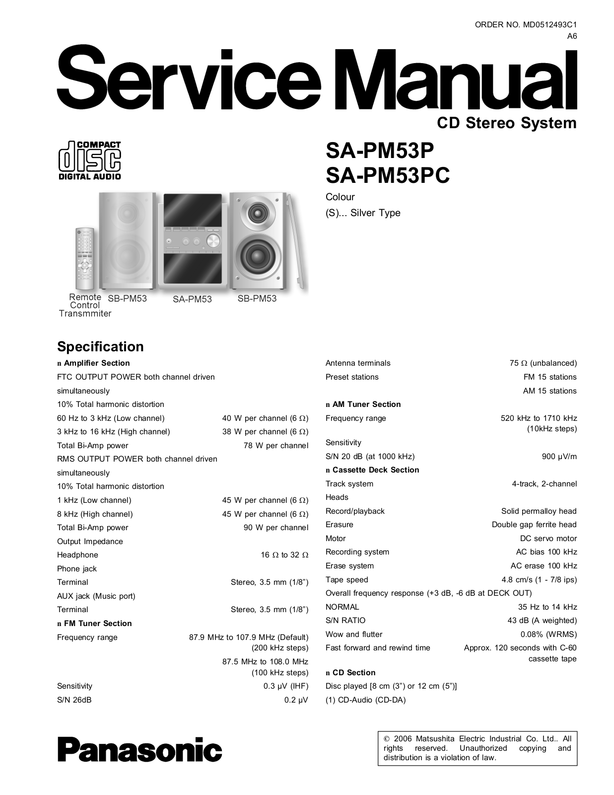 Panasonic SAPM-53-P, SAPM-53-PC Service manual