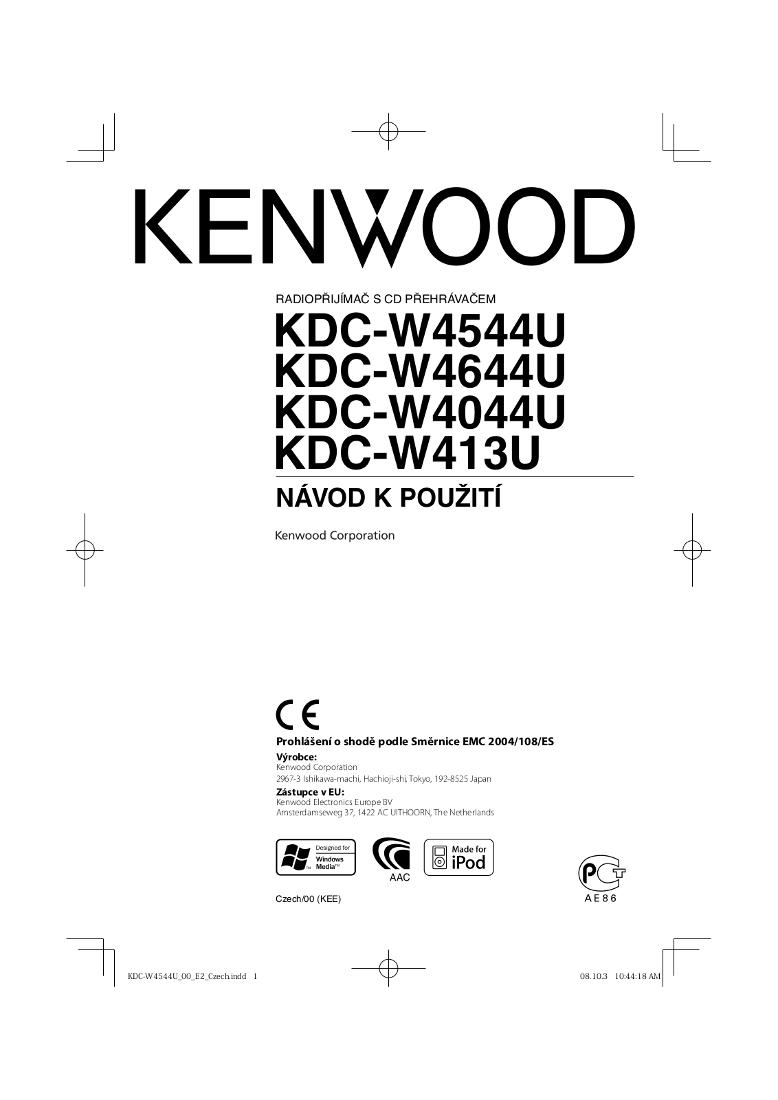 Kenwood KDC-W413U, KDC-W4644U, KDC-W4044U User Manual