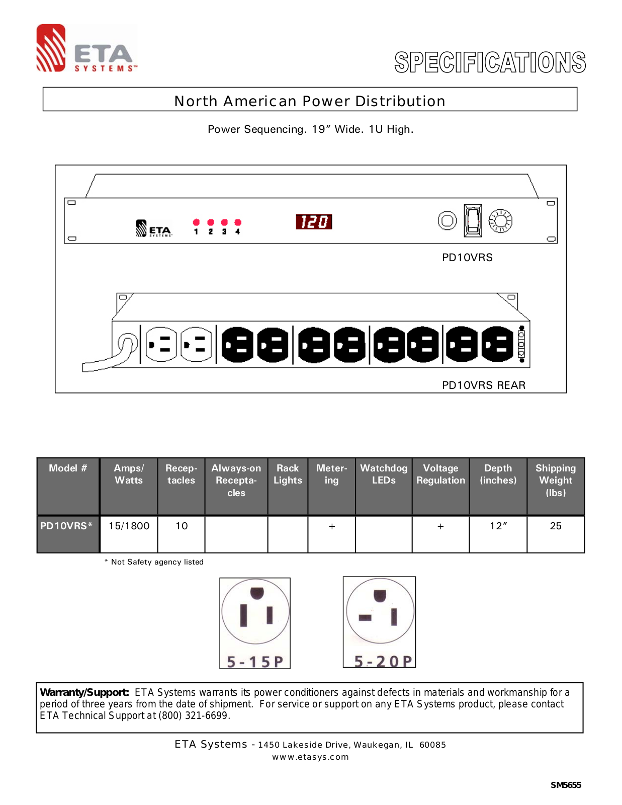 ETA Systems SM5655, PD10VRS User Manual