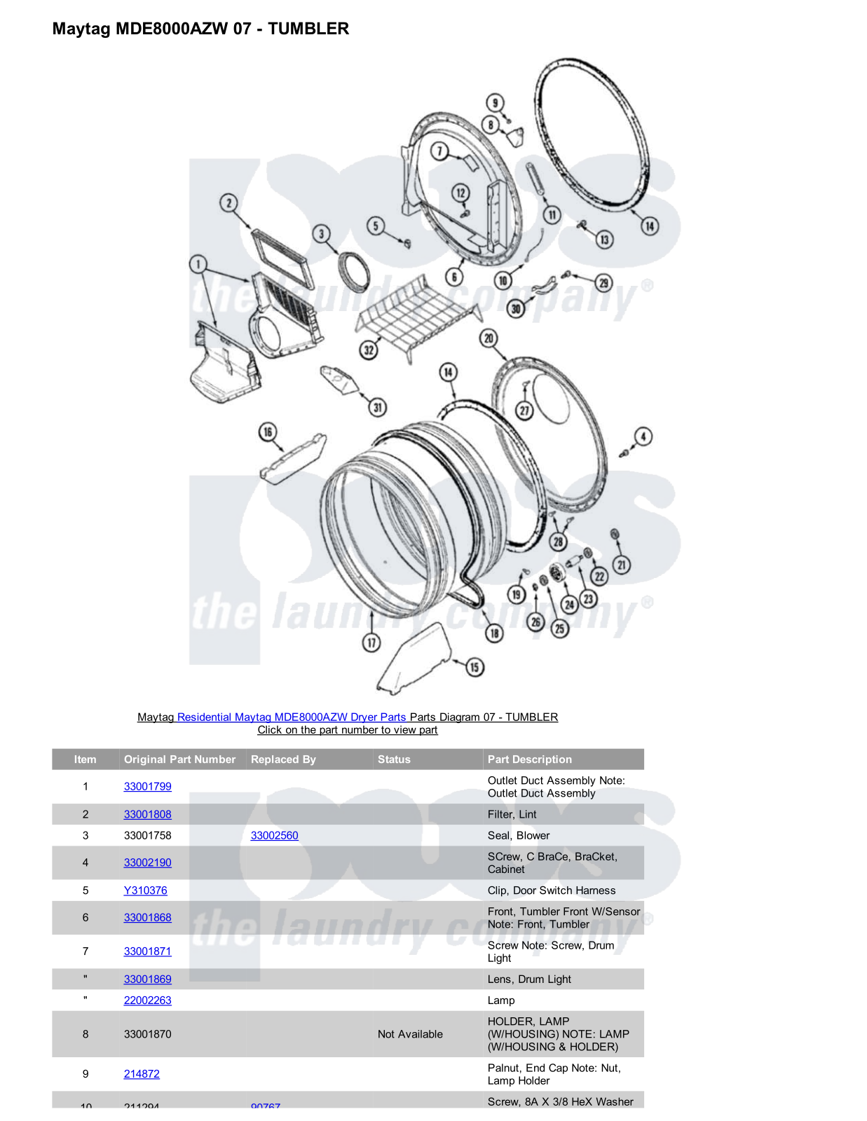 Maytag MDE8000AZW Parts Diagram