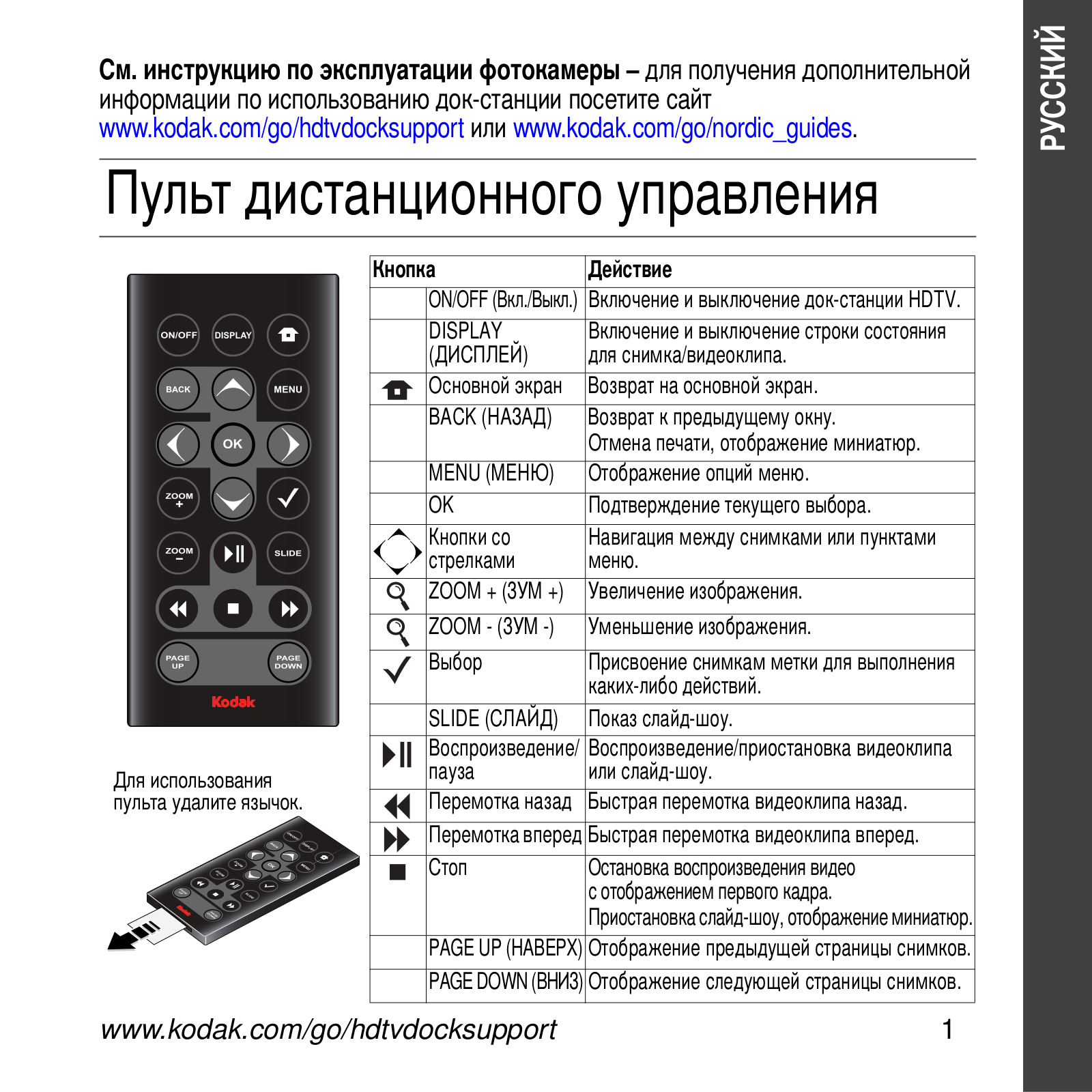 Kodak HDTV DOCK User Manual