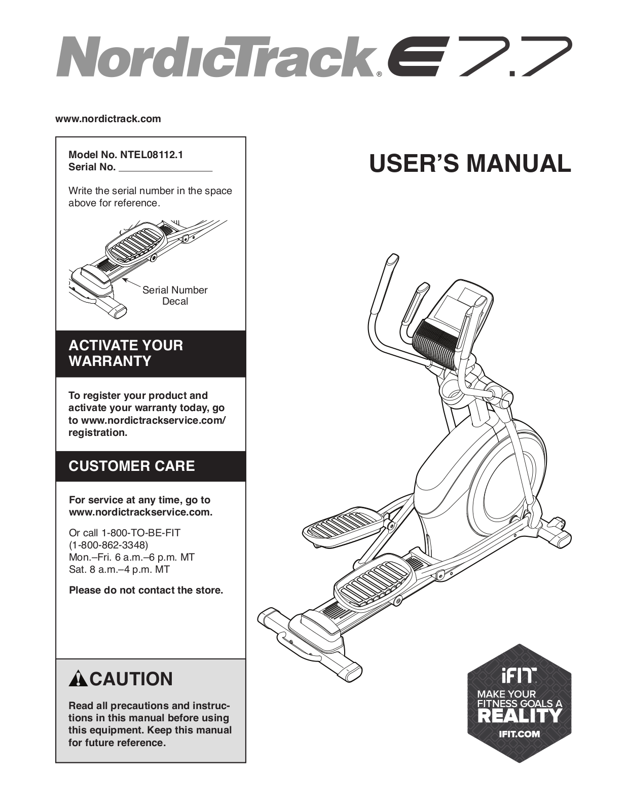 NordicTrack NTEL081121 Owner's Manual