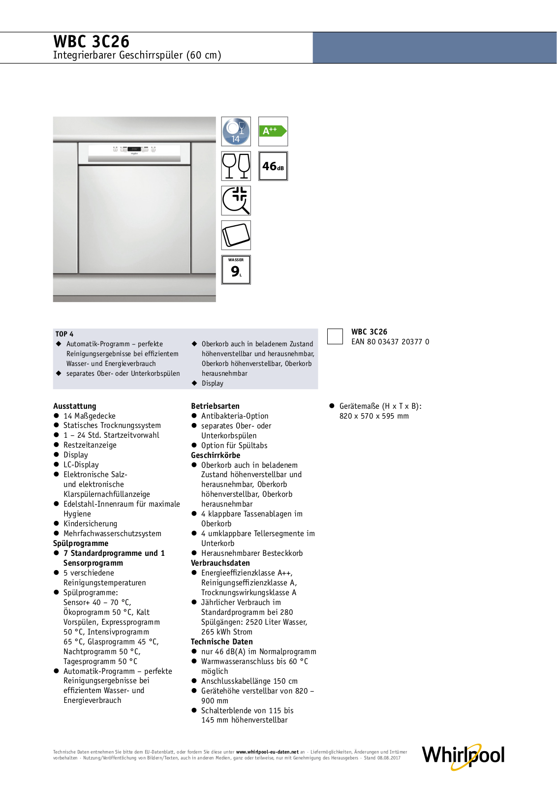 Whirlpool WBC 3C26 User Manual