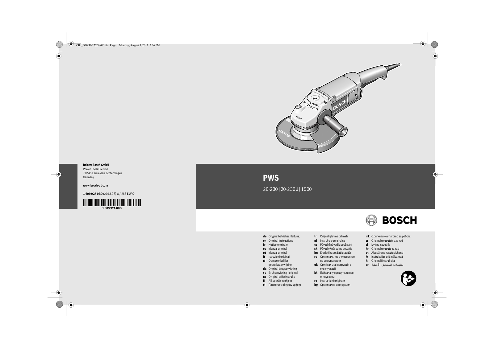 Bosch PWS 20-230 J User Manual