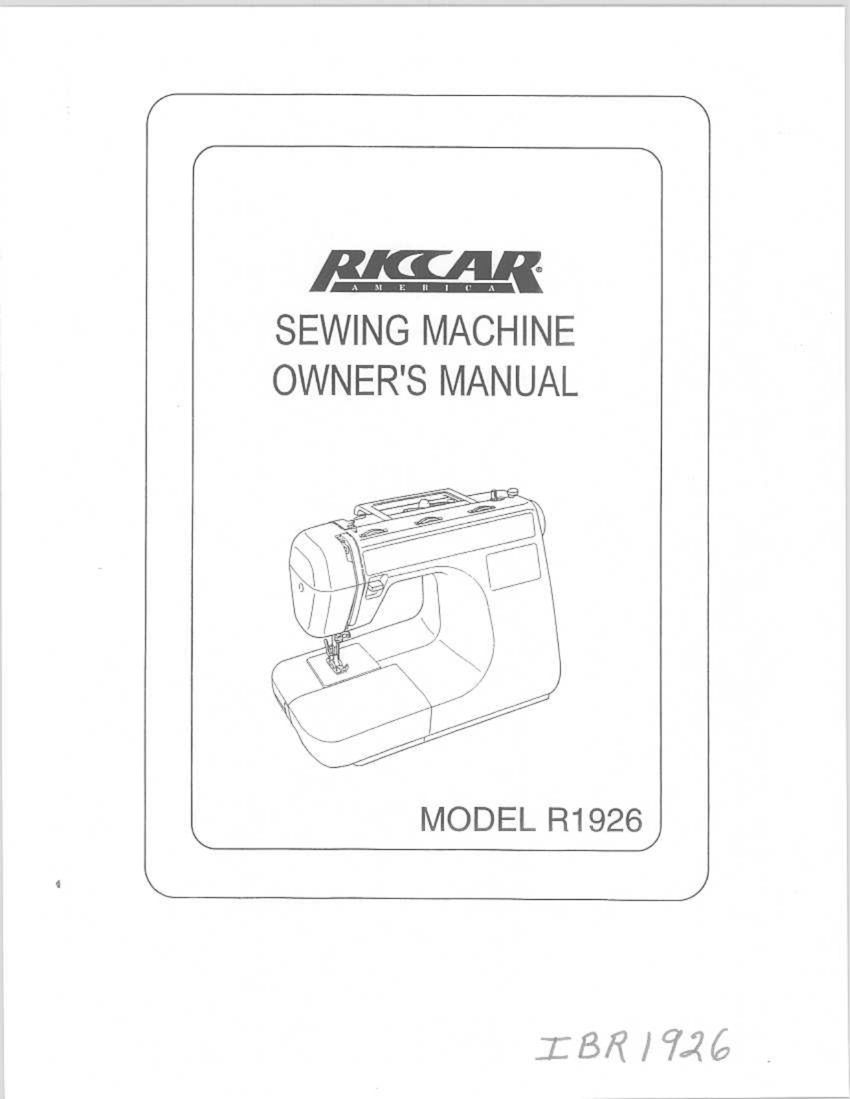 RICCAR R1926 Owner's Manual