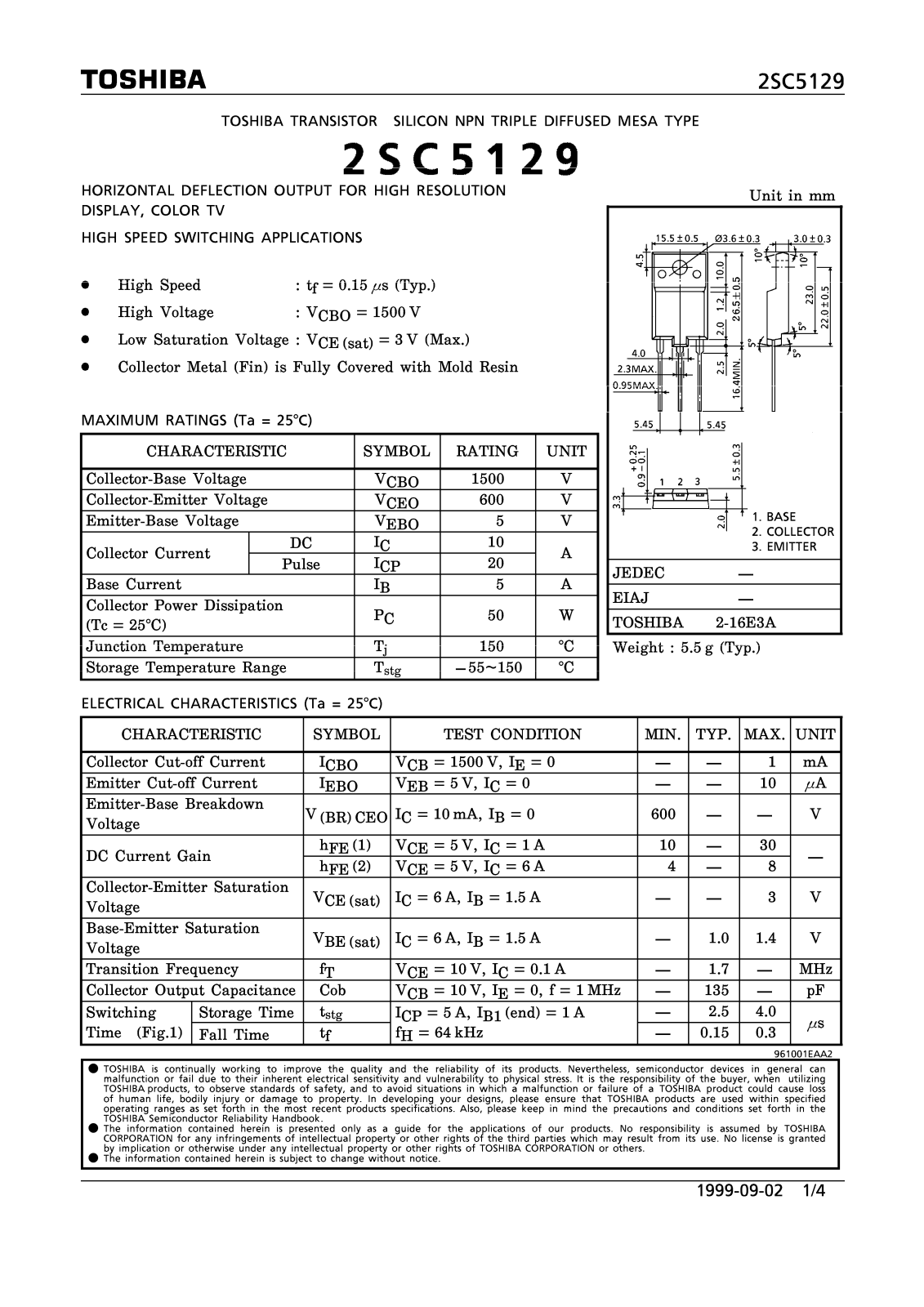 Toshiba 2SC5129 Datasheet