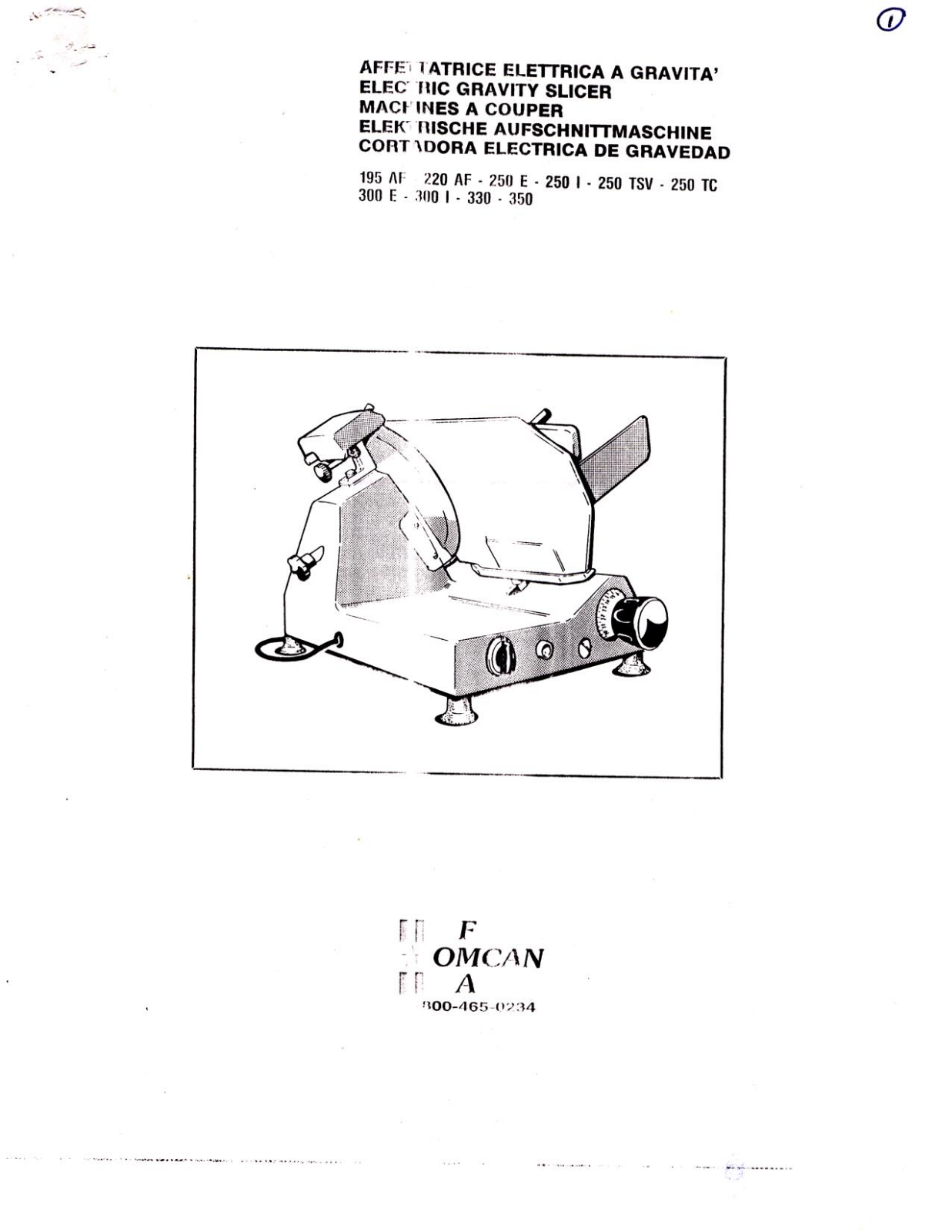 Omcan Food Machinery 195 AF Installation  Manual