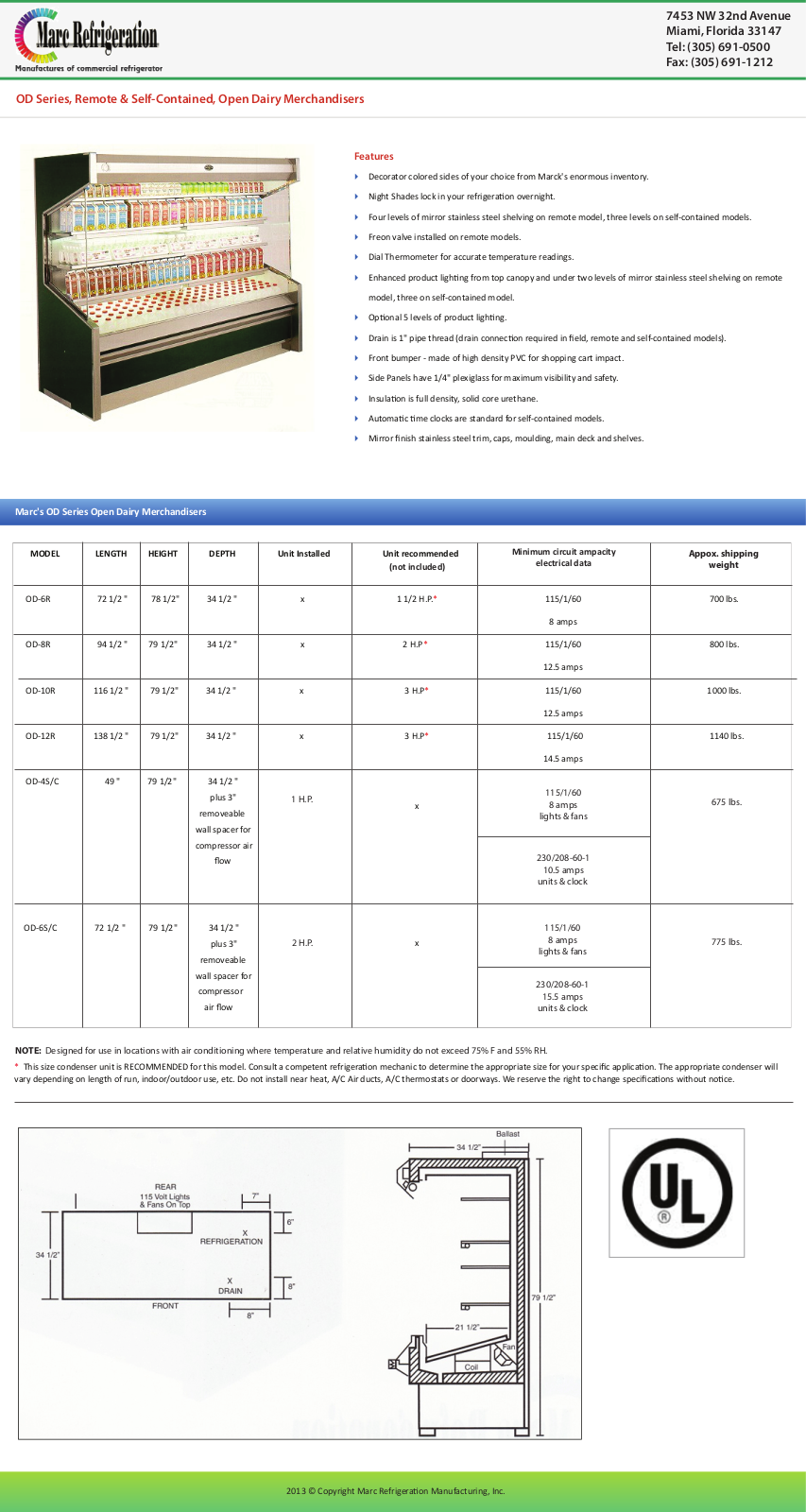 Marc Refrigeration OD-12R User Manual