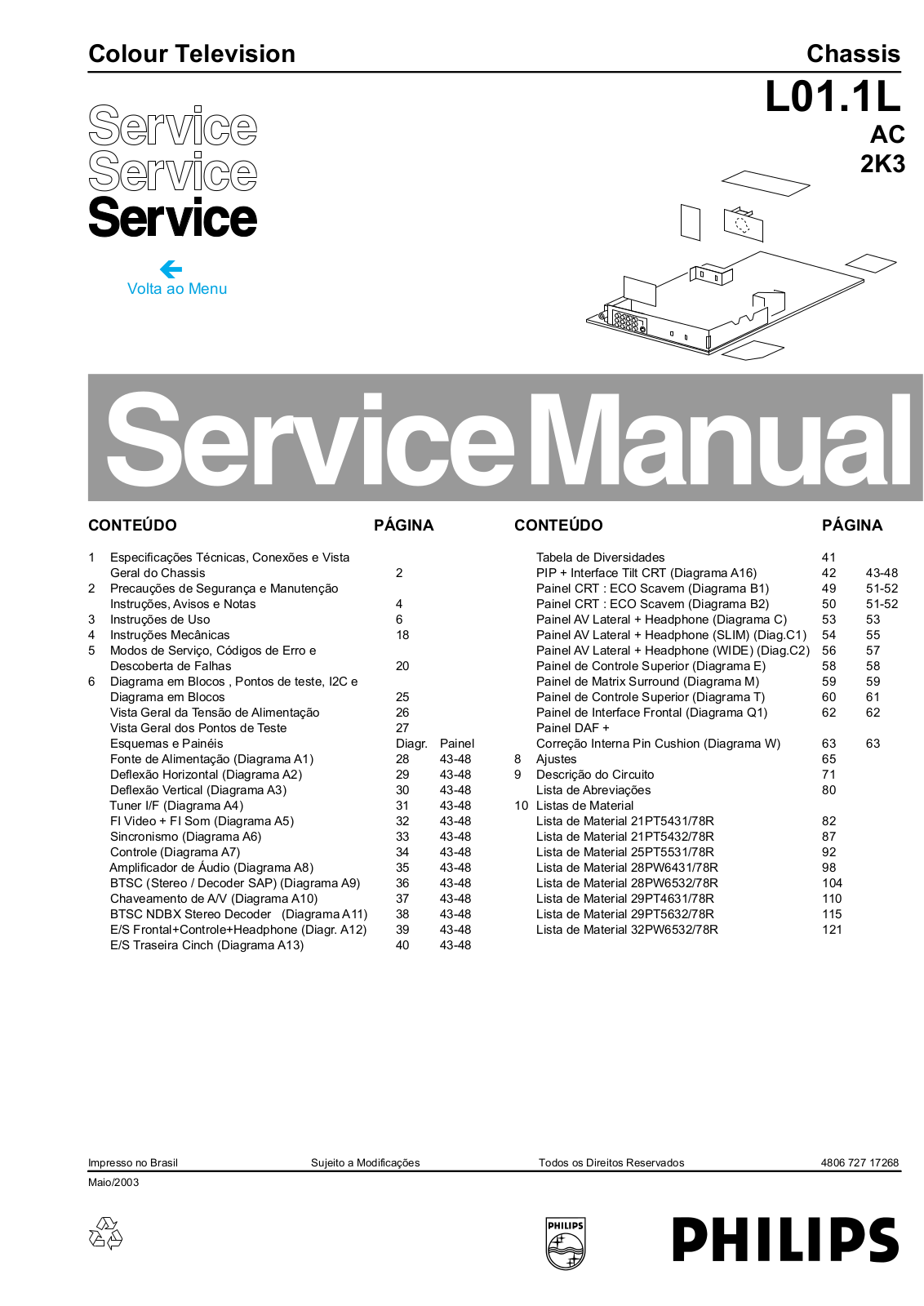 PHILIPS L01.1L AC 2K3 Service Manual