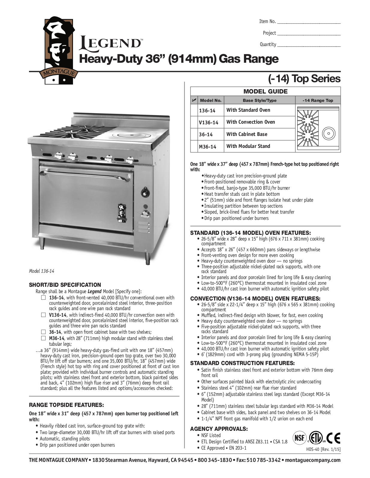 Montague 136-14 User Manual