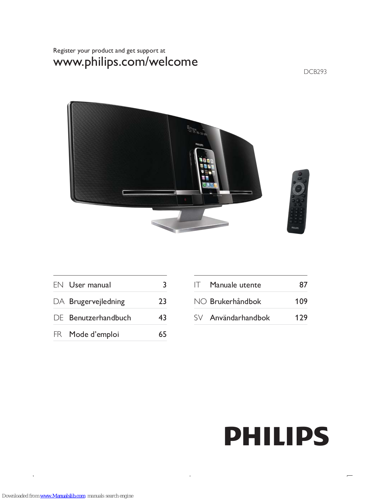 Philips DCB293/12, DCB293/05 User Manual - ManualMachine.com