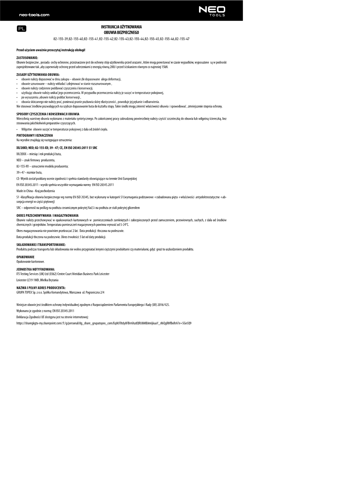 NEO TOOLS 82-155-46, 82-155-47 User guide - ManualMachine.com