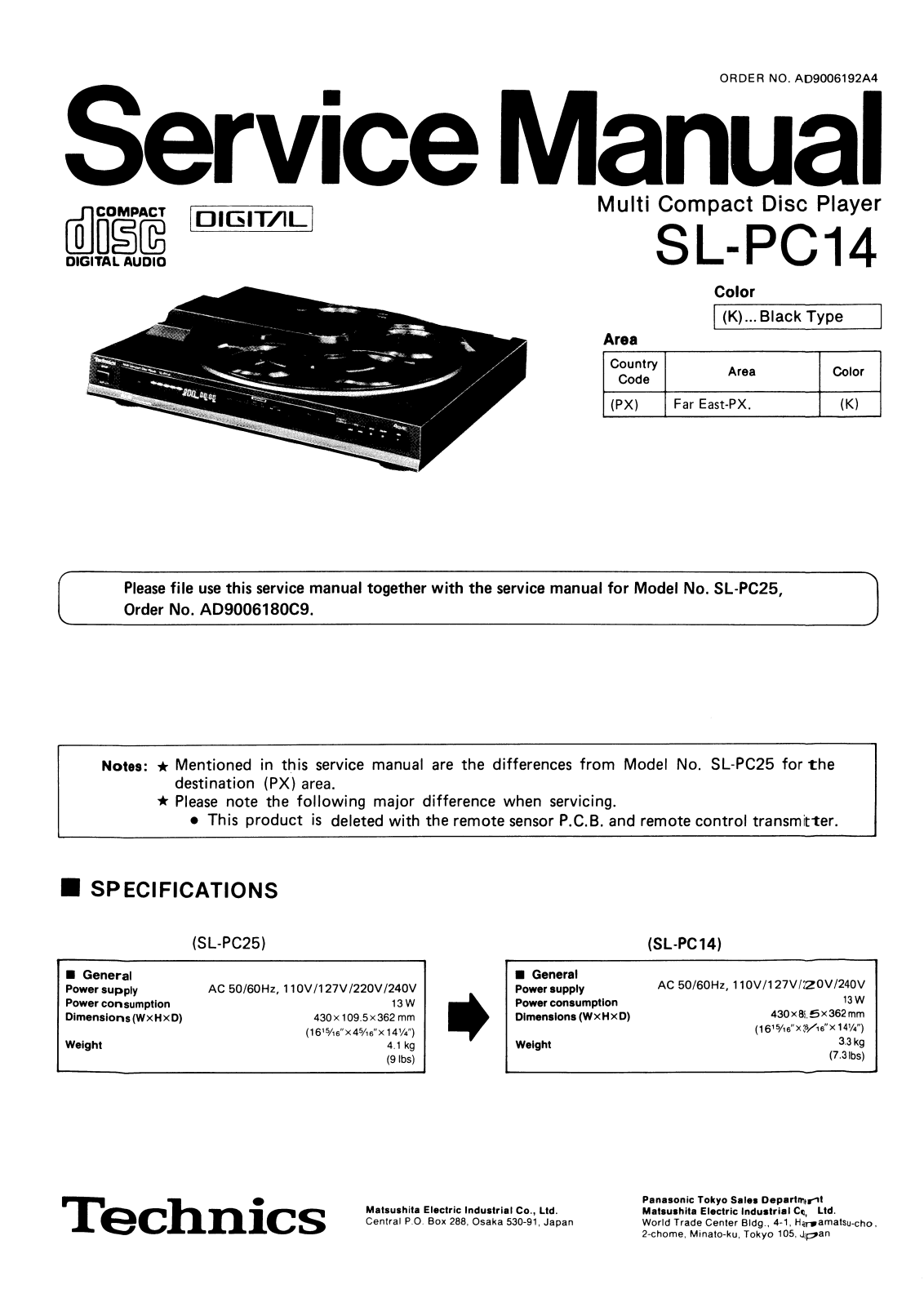 Technics SL-PC14 Service Manual