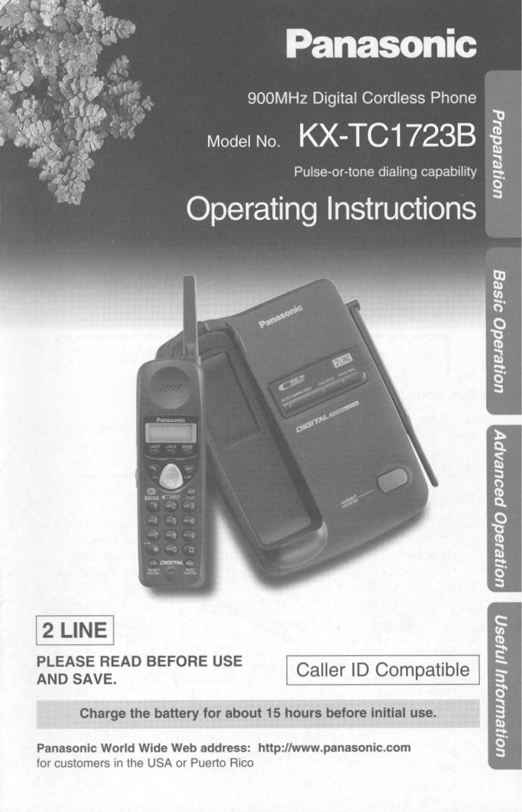 Panasonic kx-tc1723 Operation Manual