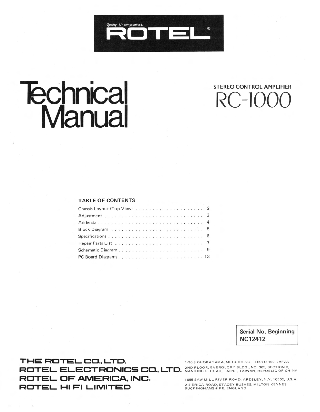 Rotel RC-1000 Service manual